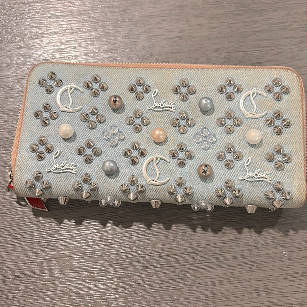 Christian Louboutin Long Wallet Panettone Denim Blue Pearl